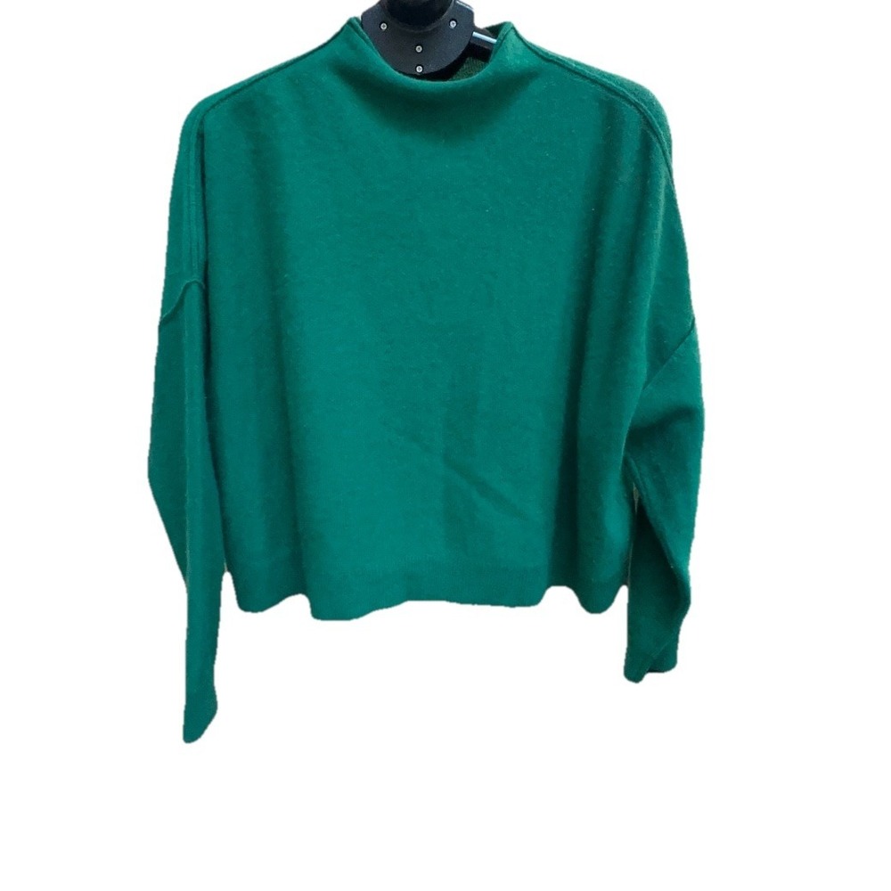 Pilcro Anthropologie Alani 100% Cashmere Mock Neck Cropped Sweater Green Size M - Picture 3 of 10